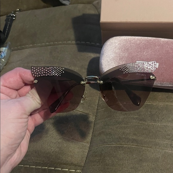 Miu Miu Sunglasses - Black and Gold and Pink - Picture 3 of 9